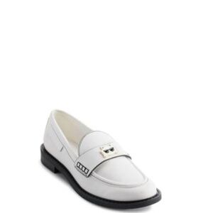 Karl Lagerfeld Paris Women's Riya Signature-Band Loafers - Bright White NWT